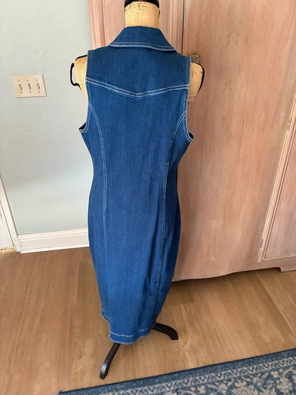 ANTHROPOLOGIE FITTED DENIM PILCRO MIDI DRESS COLOR DENIM DARK  XL NWT - Picture 13 of 16